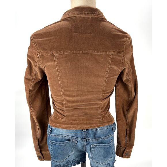 Aeropostale Trucker Jacket Womens Sz XS Brown Corduroy Button-Up Stretch Coat - Picture 4 of 11